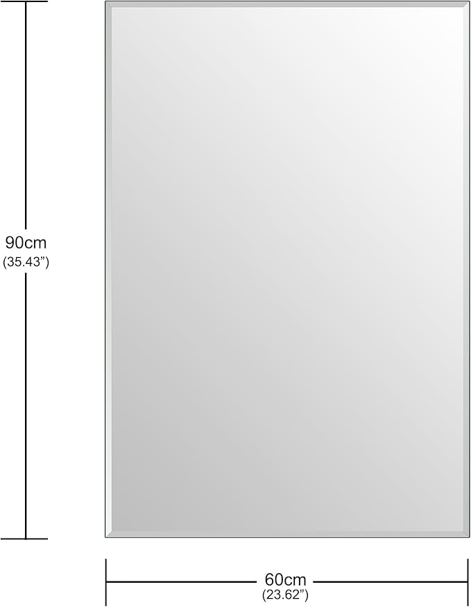 Ruomeng Wall Mirror Beveled Edge Frameless Mirror 24” x 36" Accent Mirror for Bathroom Vanity and Entryway