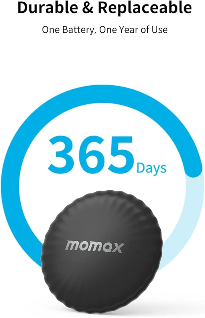 MOMAX Key Finder, Tracker Tag, Works with Apple Find My (iOS Only), Key Tracker with APP,Sound Location, Key Locator Tracker for Luggage, Suitcase, Wallet, Pet, Kid