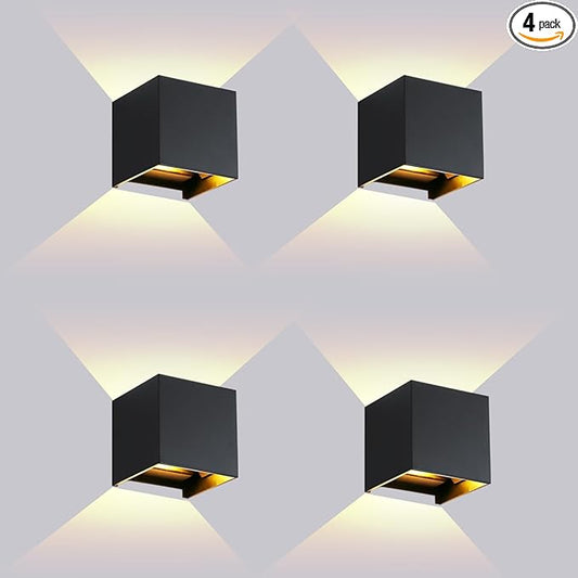 Modern Wall Lights 4 PCS LED Wall Pack Light Waterproof Outdoor Sconces for Porch Patio