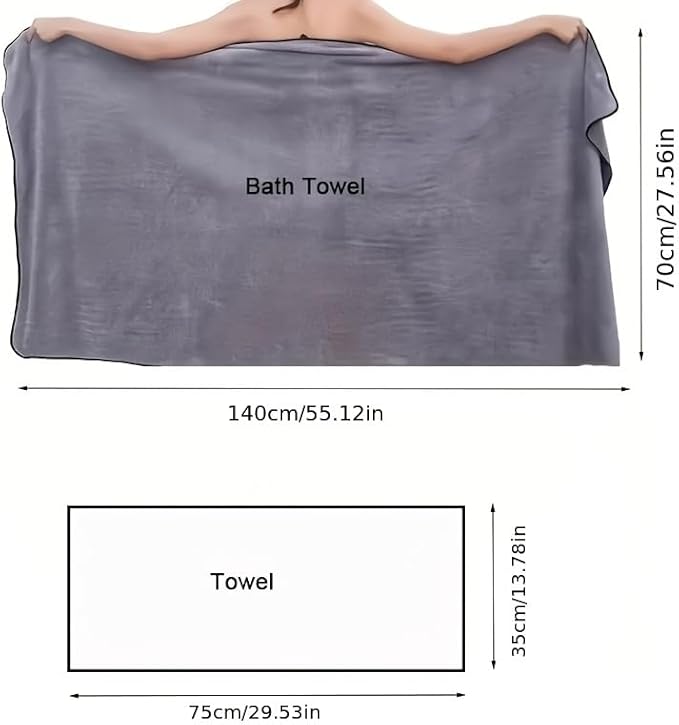 2pcs/Set, Bath Towel and Dry Hair Towel, Lightweight and Absorbent, Suitable for Home, Travel, Camping (Brown)