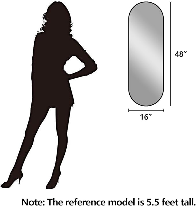 Oval Full Length Mirror, 48"×16" Wall-Mounted Mirror with Metal Frame, Ultra-Clear Explosion-Proof Dressing Mirror, Simple and Classic Deco for Cloakroom/Bedroom/Living Room, Gold