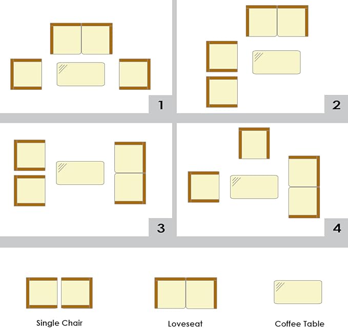 Goplus 4-Piece Rattan Patio Set, Outdoor/Indoor Wicker Conversation Set for Pool, Backyard, Lawn, Wicker Chairs and Sofa with Soft Cushion, Rattan Furniture with Tempered Glass Coffee Table