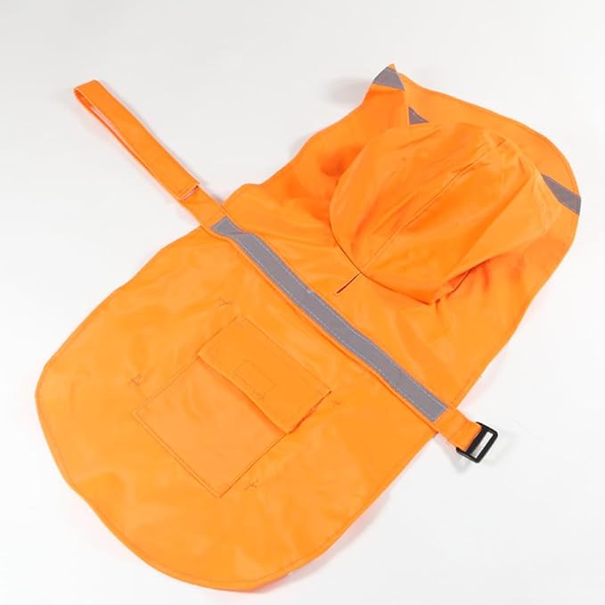 HAPEE Dog Raincoats with Reflective Strip Hoodie,Poncho Jacket for Large Dogs (B2-Orange, 34C (Back Length 34"))