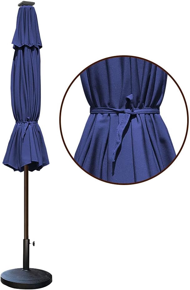 EliteShade USA 10-Year-Non-Fading Solar 9ft Market Umbrella with 80 LED Lights Patio Umbrellas Outdoor Table Umbrella with Ventilation, Navy Blue