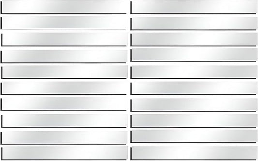 20Pcs DIY Striped Mirror Stickers 11.8" Length Self Adhesive Removable Long Acrylic Frameless Mirror Sheets for Home Living Room Bedroom DIY Decor (Silver)