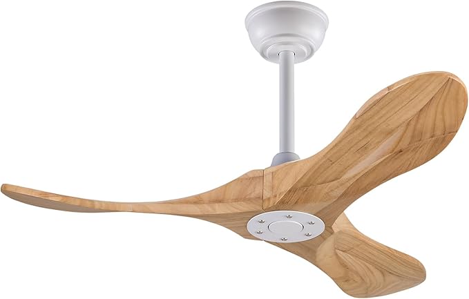 36 Inch Ceiling Fan no Light with Remote, Ceiling Fans without Lights, 3 Wooden Blades,Reversible DC Motor,6 Speeds,Outdoor Indoor Ceiling Fan for Patio Bedroom Farmhouse
