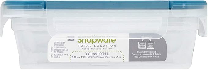 Snapware Total Solutions (5-Pack, 3 Cup) Plastic Food Storage Containers Set, Airtight & Leakproof Locking BPA-Free Lids Tupperware, Freezer Dishwasher Microwave Safe