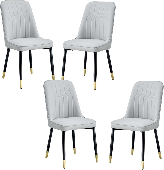 Dining Chairs Set of 4，Modern Dining Chairs, Equipped with PU Leather Backrest Cushions and Black Metal Legs, Suitable for Restaurants, Kitchens, and Bedrooms Dining Room Chairs