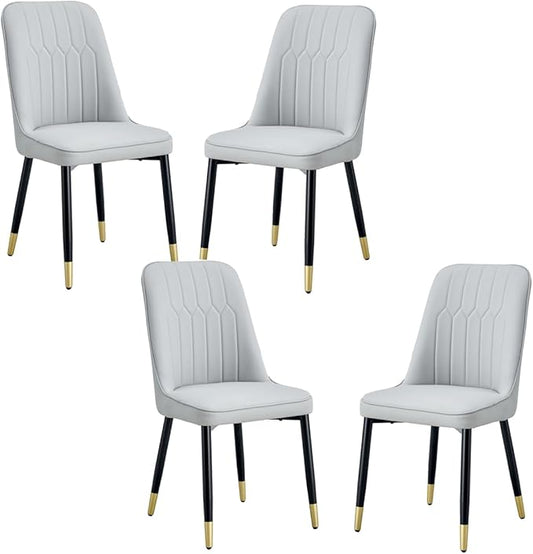 Dining Chairs Set of 4，Modern Dining Chairs, Equipped with PU Leather Backrest Cushions and Black Metal Legs, Suitable for Restaurants, Kitchens, and Bedrooms Dining Room Chairs