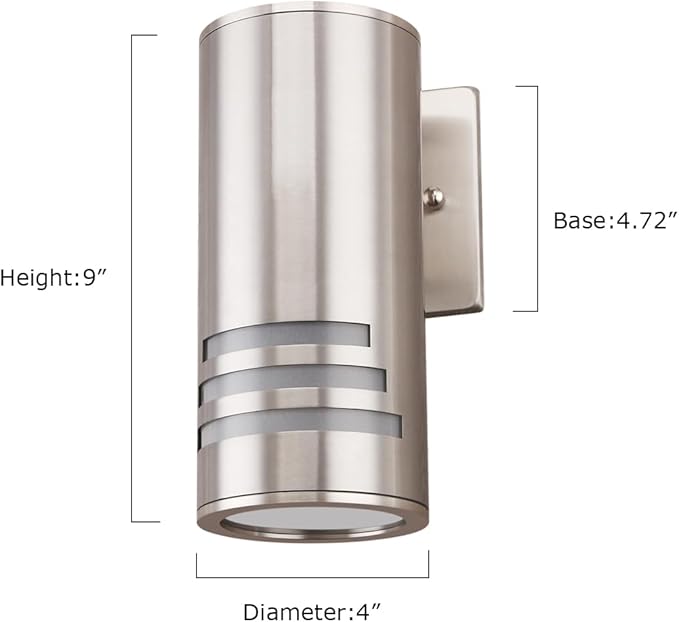 Cerdeco Modern Porch Light Outdoor Wall Lamp Cylinder Wall Sconce Suitable for Garden & Patio Satin Nickel Finished[ UL-Listed ]