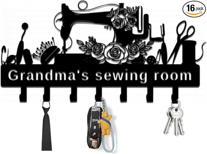 Personalized Sewing Room Signs Metal Key Holder Custom Sewing Key Hooks Craft Room Decor Quilting Gift for Mom Grandma