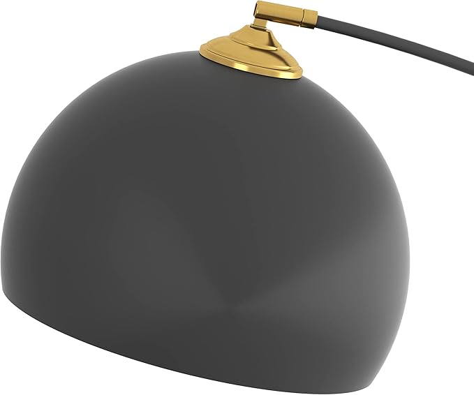 GETINLIGHT Inlight 66" Modern Black Metal Arc Floor Lamp with Inner Gold Metal Shade and Black Marble Base, Bulb Not Included, IN-0806-1-BK