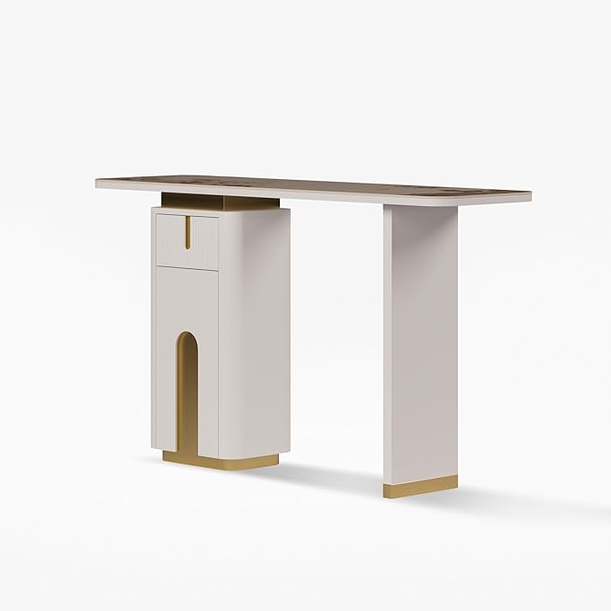 homary Artus 48" Modern Sintered Stone Console Table with Hidden Storage & Shelves, Fluted Entryway Table for Hallway or Living Room