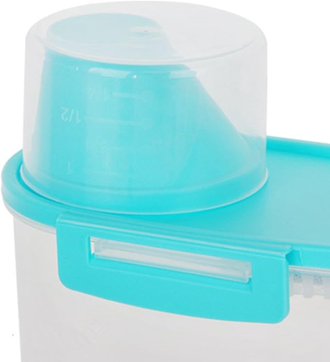 Pet Food Storage Container with Graduated Cup and Seal Buckles Food Dispenser for Dogs Cats (Blue)