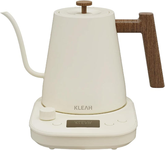 KLEAH Gooseneck Electric Kettle with Temperature Control - 0.8L Automatic Shut Off Tea & Coffee Kettle, Hot Water Boiler Pour Over Coffee Kettle, 1200W Quick Heating Keep Warm, Bone White