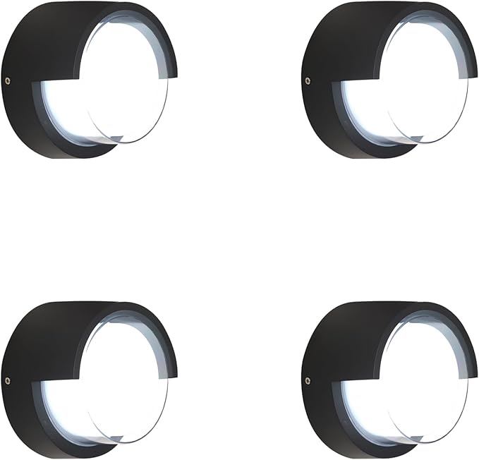Patio Wall Light 4 Pack 12W Outside Wall sconces 6500K Cold Lights Outdoor Wall Light Modern Wall Porch Light Outdoor Light Fixture