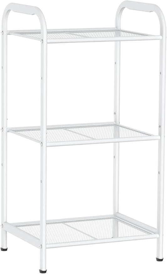 MAX Houser Storage Rack with Shelf,Industrial Style Extendable Plant Stand, Standing Shelf Units for Kitchen, Bathroom, Office,Living Room, Balcony, Kitchen (White, 3 Tier)