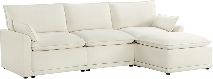 CHITA 113" Oversized Cloud Sectional Couch, Modern Modular Sectional Sofa Set for Living Room, 4 Seater L Shaped Couch, Cream