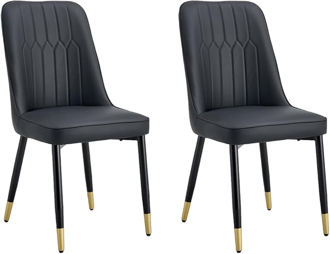 Dining Chairs Set of 2，Modern Dining Chairs, Equipped with PU Leather Backrest Cushions and Black Metal Legs, Suitable for Restaurants, Kitchens, and Bedrooms Dining Room Chairs