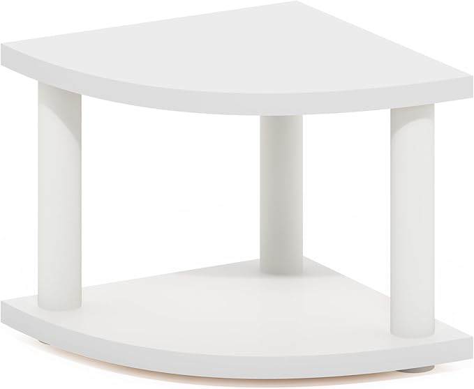 Furinno Turn-N-Tube Kitchen Countertop Organizer, 2-Tier Corner Countertop Organizer Shelf, Corner Shelf, for Kitchen, Pantry, Organizers and Storage, White