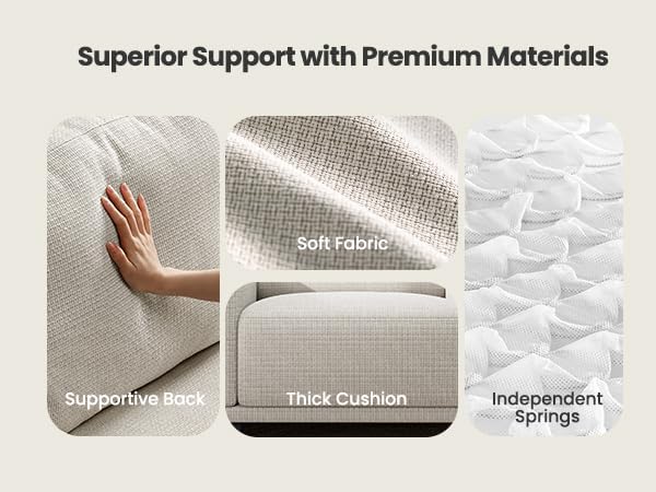 Amada 89" Sofa, 3 Seater Couch Sofa for Living Room, Modern Sofa with Deep Seats & Wide Armrests, Comfy Couch with Removable Washable Covers & Linen Fabric, Easy Assembly