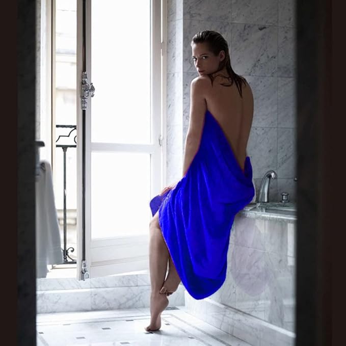 MYLSMPLE Luxury Microfiber Bath Towel Extra Large Bath Sheet Blue Beach Towel Fast Drying Hotel Bathroom Towel (36 Inch X 72 Inch, Dark Blue)