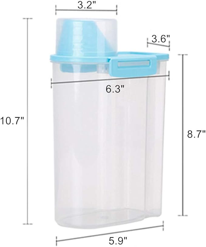Pet Food Storage Container with Graduated Cup and Seal Buckles Food Dispenser for Dogs Cats (Blue)