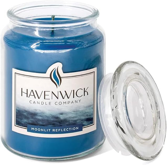 Havenwick Moonlit Reflection Soy Blend 22-oz Large Jar Candle, Long Lasting 110-130 Hour Burn Time with Single Cotton Wick, Relaxing Scented Candles for New Home Gift & Housewarming Parties
