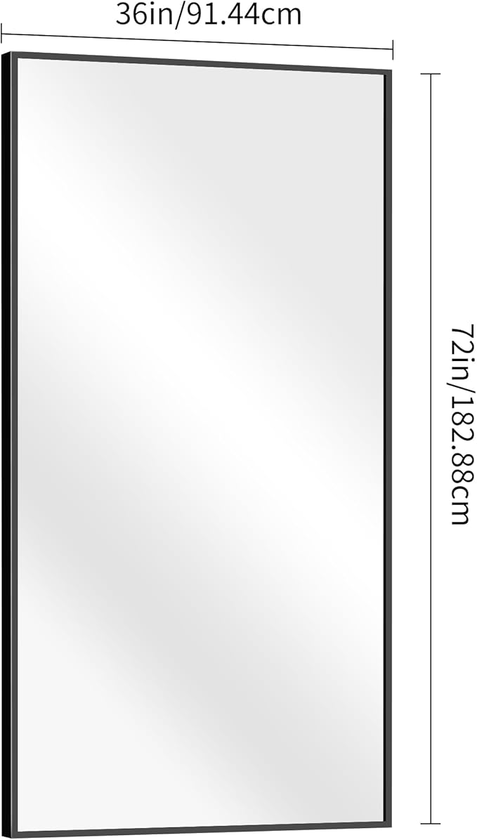 BONEWEI Bathroom Mirror,72x36 inch Bathroom Mirrors for Over Sink,Large Wall Mirror for Bathroom Wall Mounted Rectangle Mirrors,Black Vanity Mirror for Living Room,Bedroom Entryway,Horizontal/Vertical