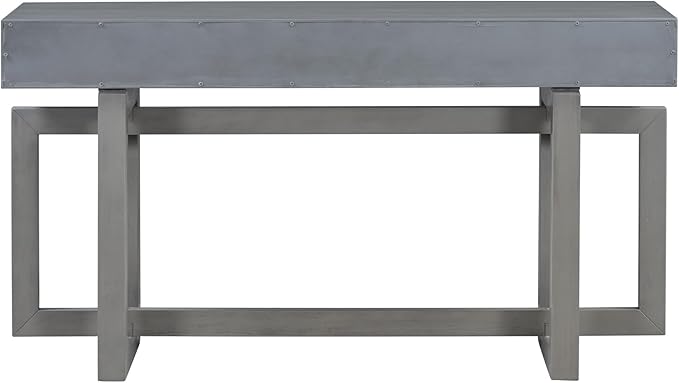 Knocbel Long Console Table with 3 Drawers and Handle, Elegant Entryway Sofa Table End Table with Cross Sled Base for Living Room Foyer, Corridor 15.7" D x 57" W x 30.6" H Antique Gray