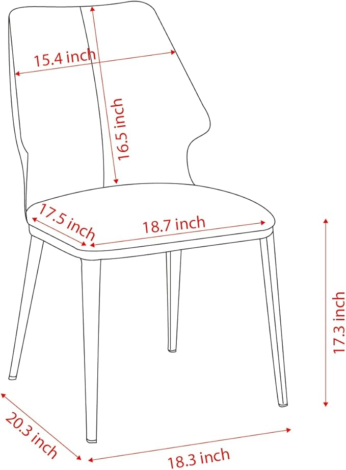 Dining Chairs Set of 2, Modern Faux Leather Dining Black Legs for Living Kitchen Dining Room