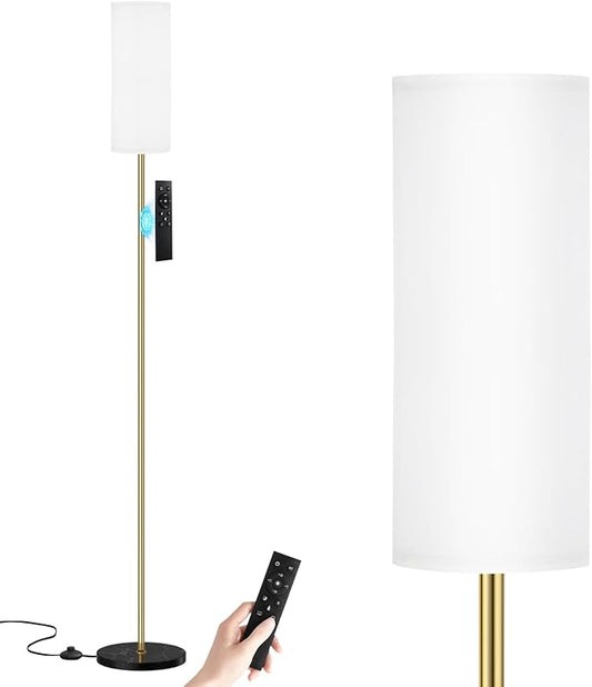 Ambimall 64'' Floor Lamps for Living Room with Remote Control and Stepless Dimmable Colors Temperature & Brightness, Gold Standing Lamp with Black Marble Base