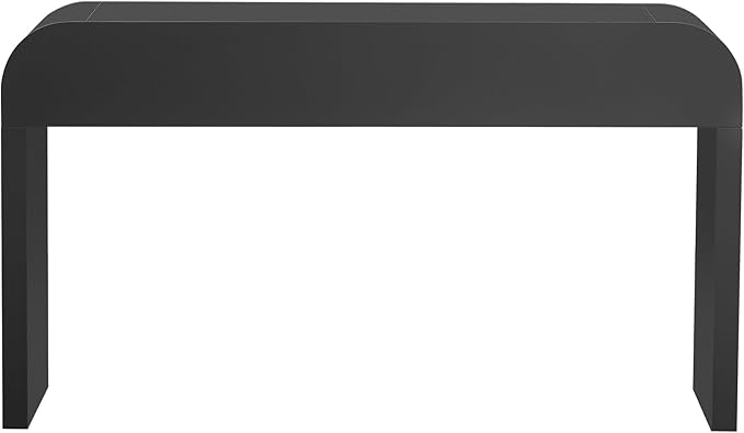 Modern Curved Entryway Console Table 55-Inch Entry Sofa Table with Storage Drawers for Living Room Entrance Hallway Accent Furniture (Black-1)