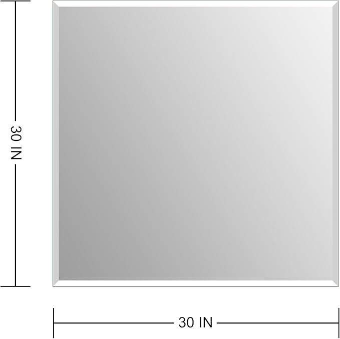Ruomeng Frameless Mirror for Wall, 30x30 Inch Bathroom Vanity Mirror Farmhouse, Rectangle Mirror with Beveled Edge, Tempered Glass, Hangs Horizontally or Vertically