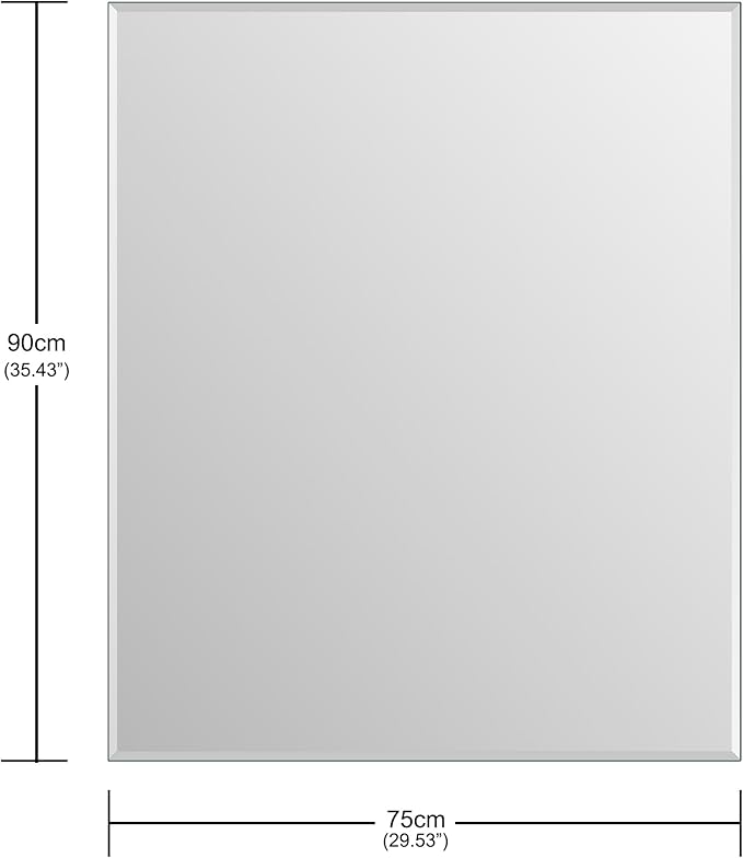 Ruomeng Wall Mirror Bathroom Mirrors for Wall 36" x 30", Frameless Rectangle Mirror with Beveled Edge Wall Mounted Mirror for Vanity and Entryway