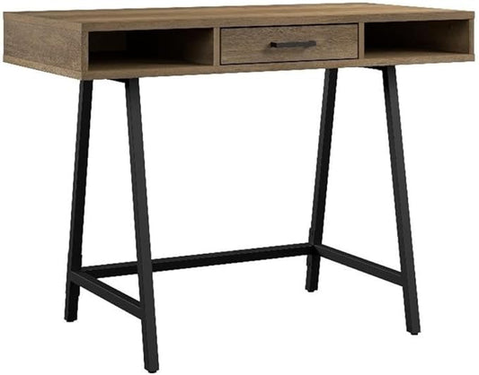 Bush Furniture Steele 40W Writing Desk in Reclaimed Pine | Compact Computer Table with Storage for Home Office, Study Room, or Entryway