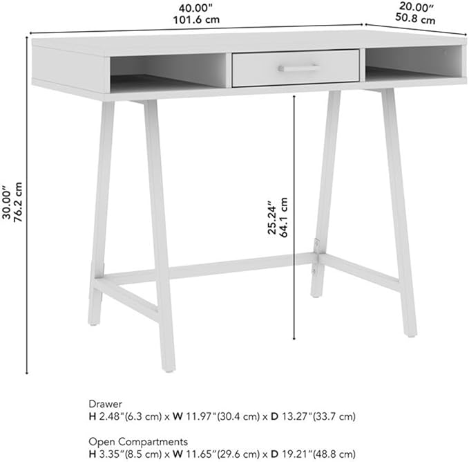 Bush Furniture Steele 40W Writing Desk in Reclaimed Pine | Compact Computer Table with Storage for Home Office, Study Room, or Entryway