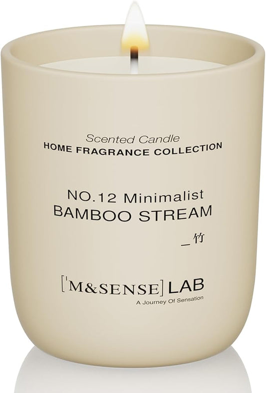 M&SENSE Natural Soy Candle| Bamboo Stream | 5.3 oz | Minimalist Christmas Scented Candle for Relaxation, Gifting, Home Décor | for Bedroom, Office, Party Small
