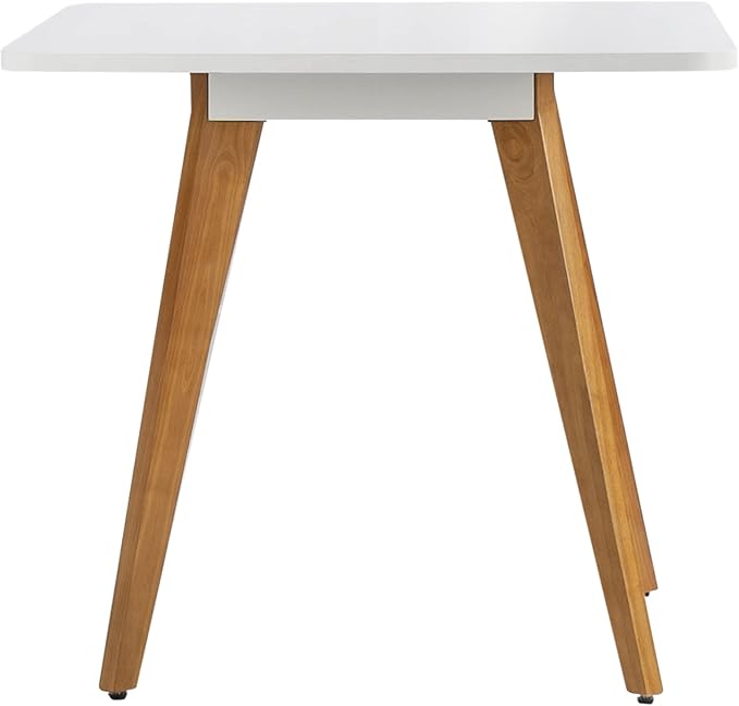 27.6" Square Dining Table for 2-4 Person - Small Kitchen Table with Soild Wood Legs Mid Century Modern Table for Dinning Room, Kitchen,Small Speace (White)