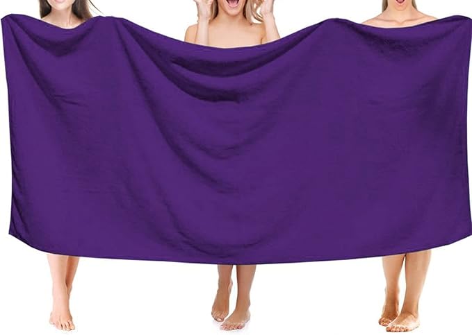 MYLSMPLE Microfiber Luxury Bath Sheet Extra Large Bath Towel Fast Drying Beach Towel (36 Inch X 72 Inch, Purple)