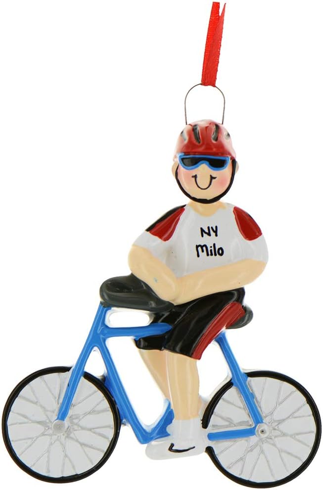Personalized Cycling Ornament 2025 - Blue Bike Ornaments for Christmas Tree Male Cycling Gifts Dirt Bike Ornament Workout Fitness Exercise Ornaments by Elves