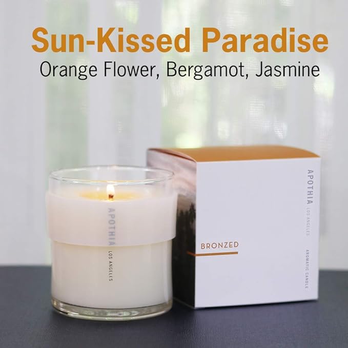 APOTHIA - Bronzed Candle | Bronze Orange Blossom & Jasmine I Award Winning Scented Candles with Premium Soy Wax Blend I 60 Hour Long Burning I 9 oz I Luxury Quality in Decorative Jar