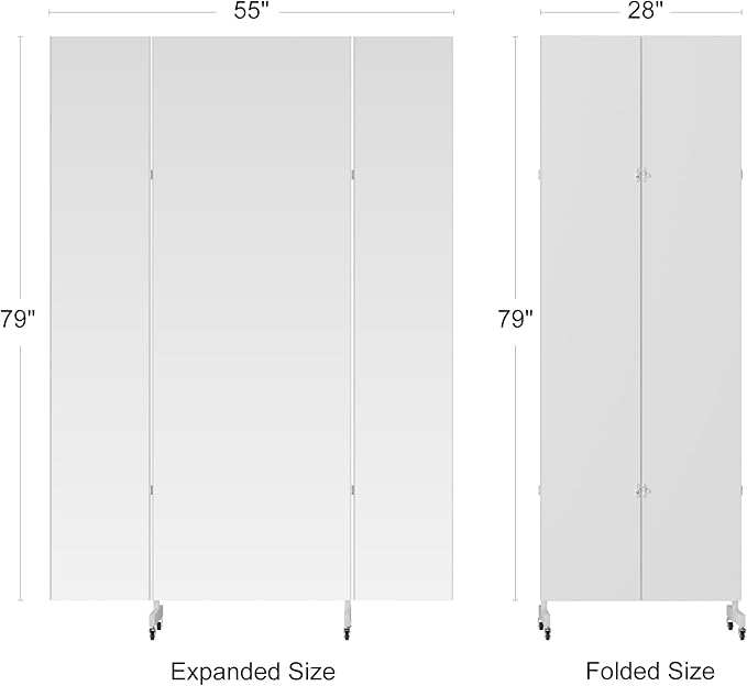 brisafe Full Length Mirror with 360° Wheels, 55"x79" Foldable Floor Mirror with Nano-Tech Shatterproof Film - Ultra-Large Mobile Mirror for Home Gym, Dance Studio & Commercial Spaces (Black)