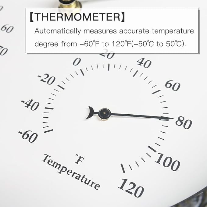 BESTIME CC-941 14-Inch Plastic Clock Slate Grain Color.Thermometer,Hygrometer.Indoor,Outdoor,Weatherproof,Weather Resistant,Ideal,Garden,Farmhouse.