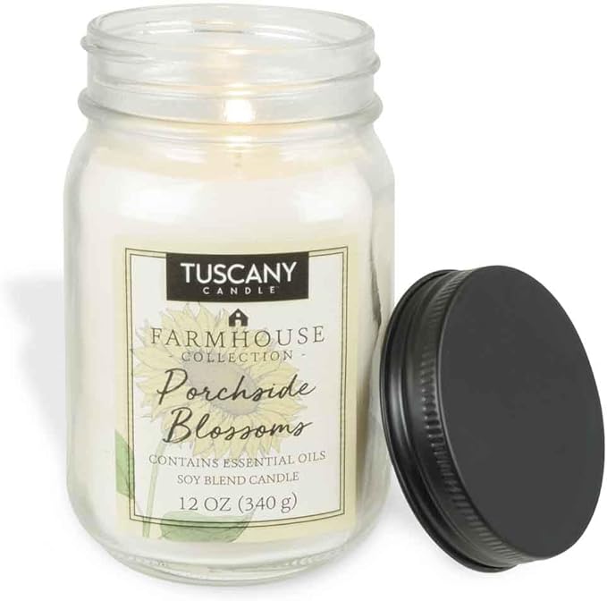 Tuscany Candle Porchside Blossoms: Florals & Linen Scented Candle, 12 oz – Farmhouse Collection