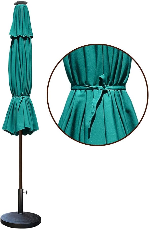 EliteShade USA 10-Year-Non-Fading Solar 9ft Market Umbrella with 80 LED Lights Patio Umbrellas Outdoor Table Umbrella with Ventilation, Teal