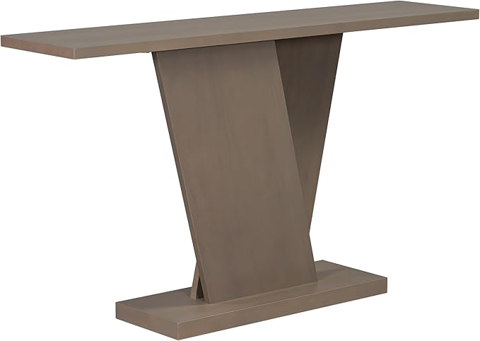 Modern Unique Console Table 59.8-Inch Long Entry Sofa Table Accent Furniture for Living Room Hallway Entryway, Taupe