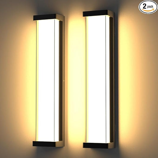 Sytmhoe Dimmable Outdoor Wall Lights 2Packs,10%-100% Dimming,23.6in LED Modern Patio Wall Light Fixture, Black Exterior Sconce for Garage Courtyard Commercial House(3000K)