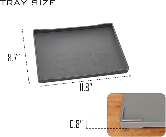 Gray Serving Tray (11.8 x 8.7 inch) for Serving Accessory, Spa, Coffee, Drinks, Wine, Tea, Bar, Party, Seasoning, Perfume and Display Use.