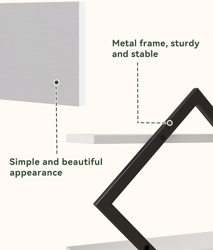 IBUYKE Floating Shelves,15 Inch Wall Shelf Set of 2,Wall Mounted Shelves,2 Tier Hanging Decorative Storage Shelf for Living Room, Bedroom, Bathroom, Kitchen TFS003W-2